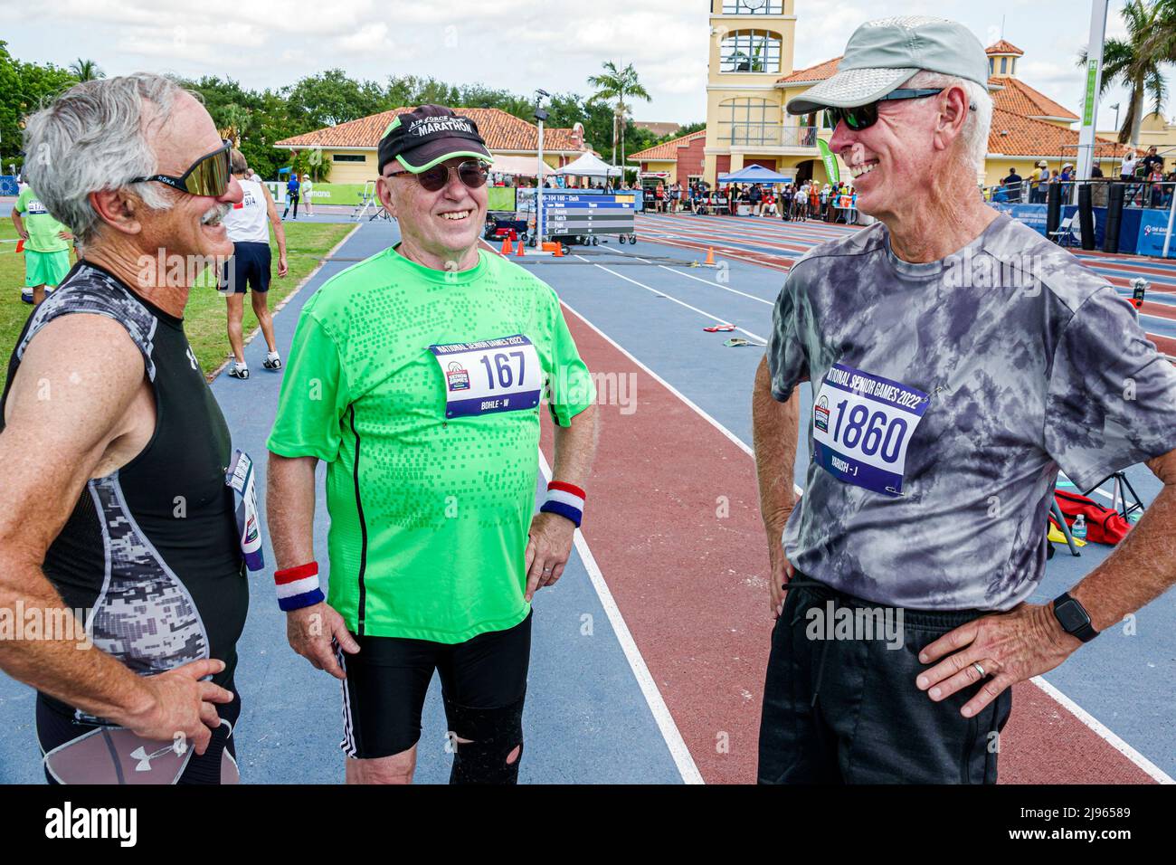 Fort Ft. Lauderdale Florida,Ansin Sports Complex Track & Field National Senior Games,seniors male men runners competitors Stock Photo