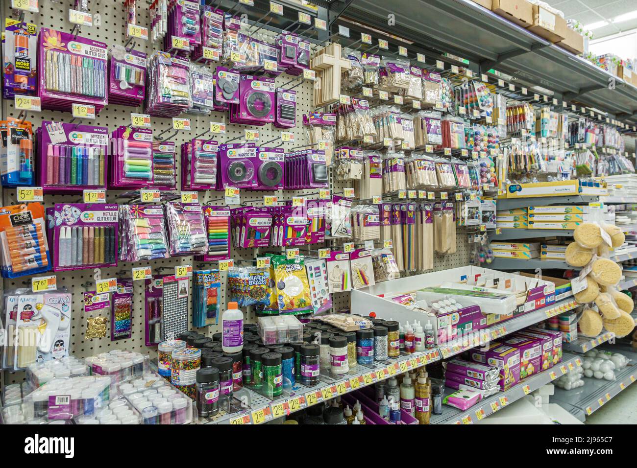 Miami Florida,Walmart discount department store inside interior shopping,arts & crafts supplies display sale Stock Photo