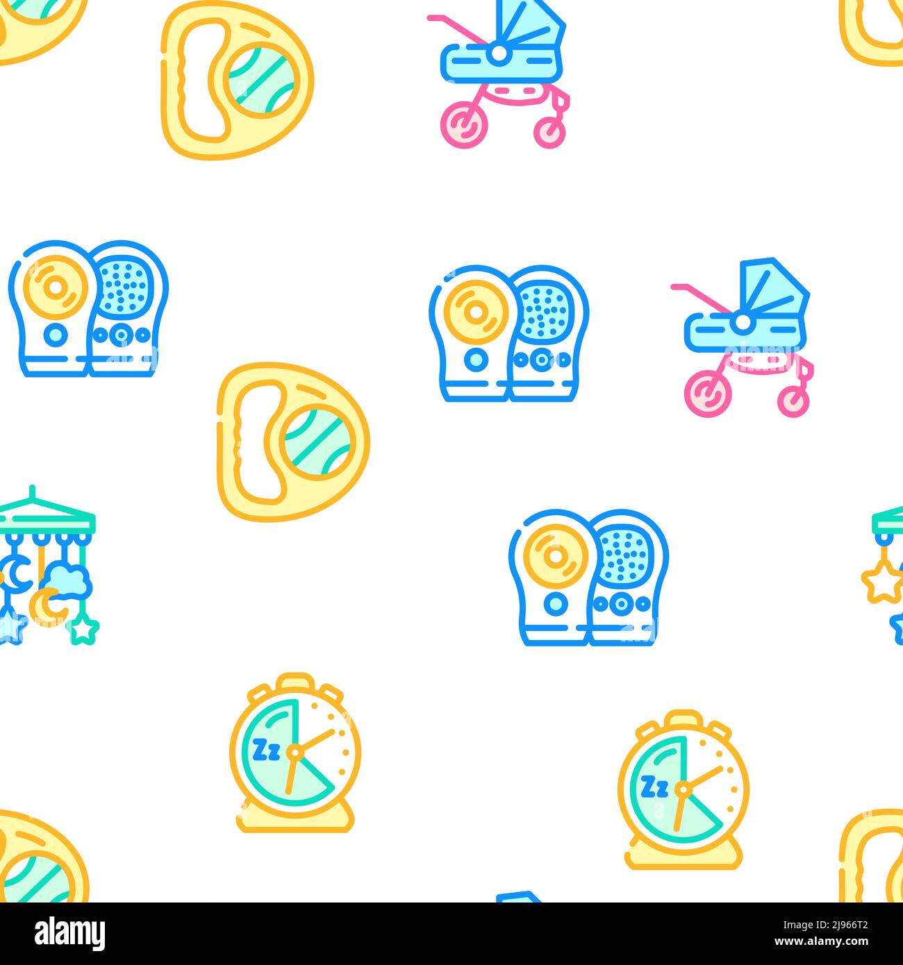 Newborn Baby Sleep Accessories Icons Set Vector Stock Vector Image ...