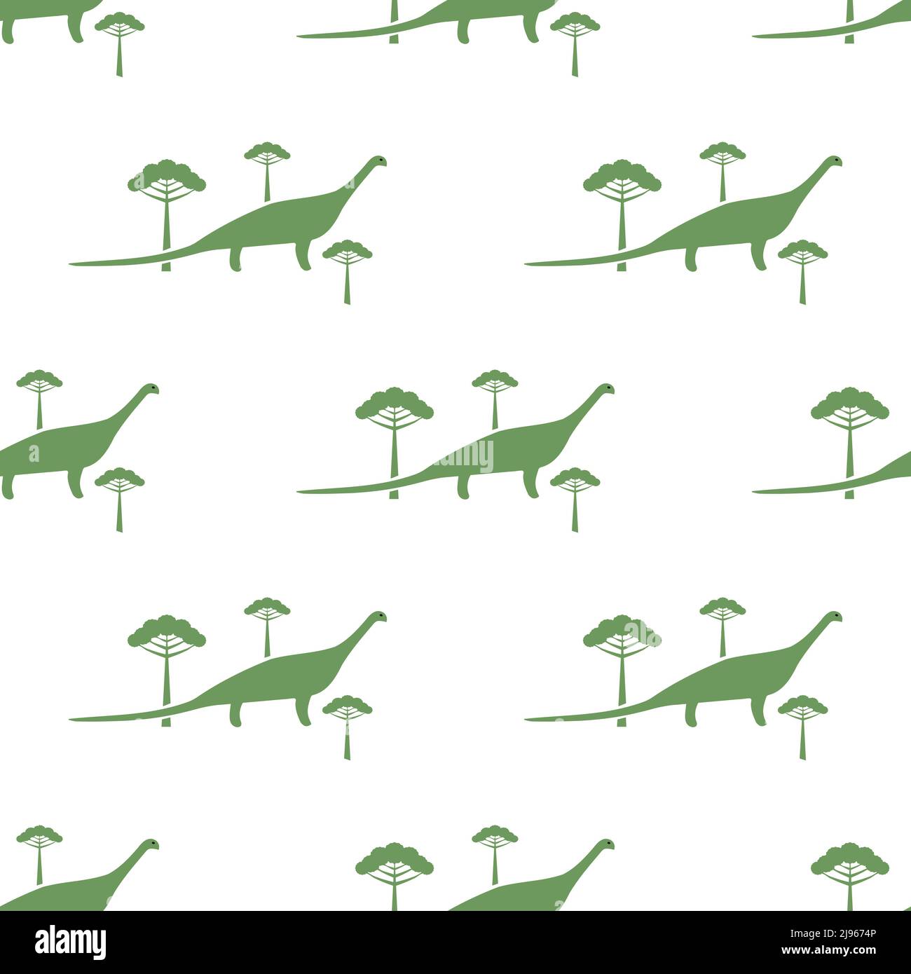 Diplodocus and araucaria seamless pattern Stock Vector
