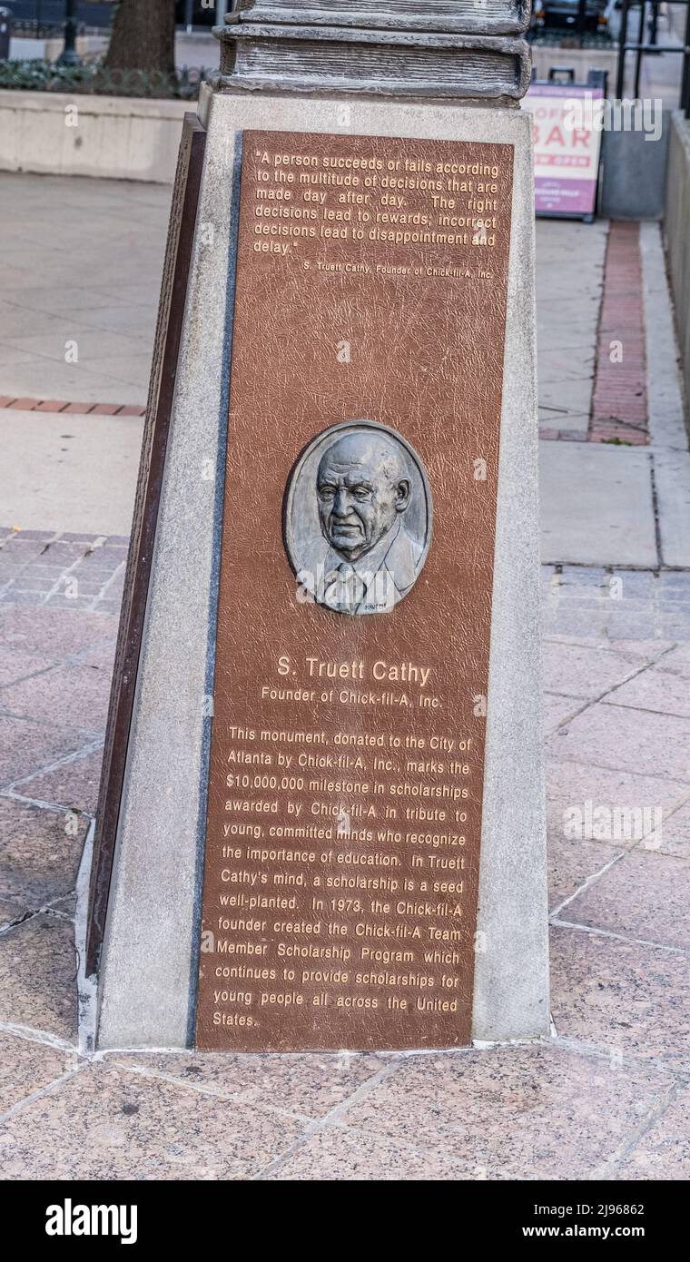 ATLANTA, GEORGIA - March 21, 2022: Samuel Truett Cathy was an American