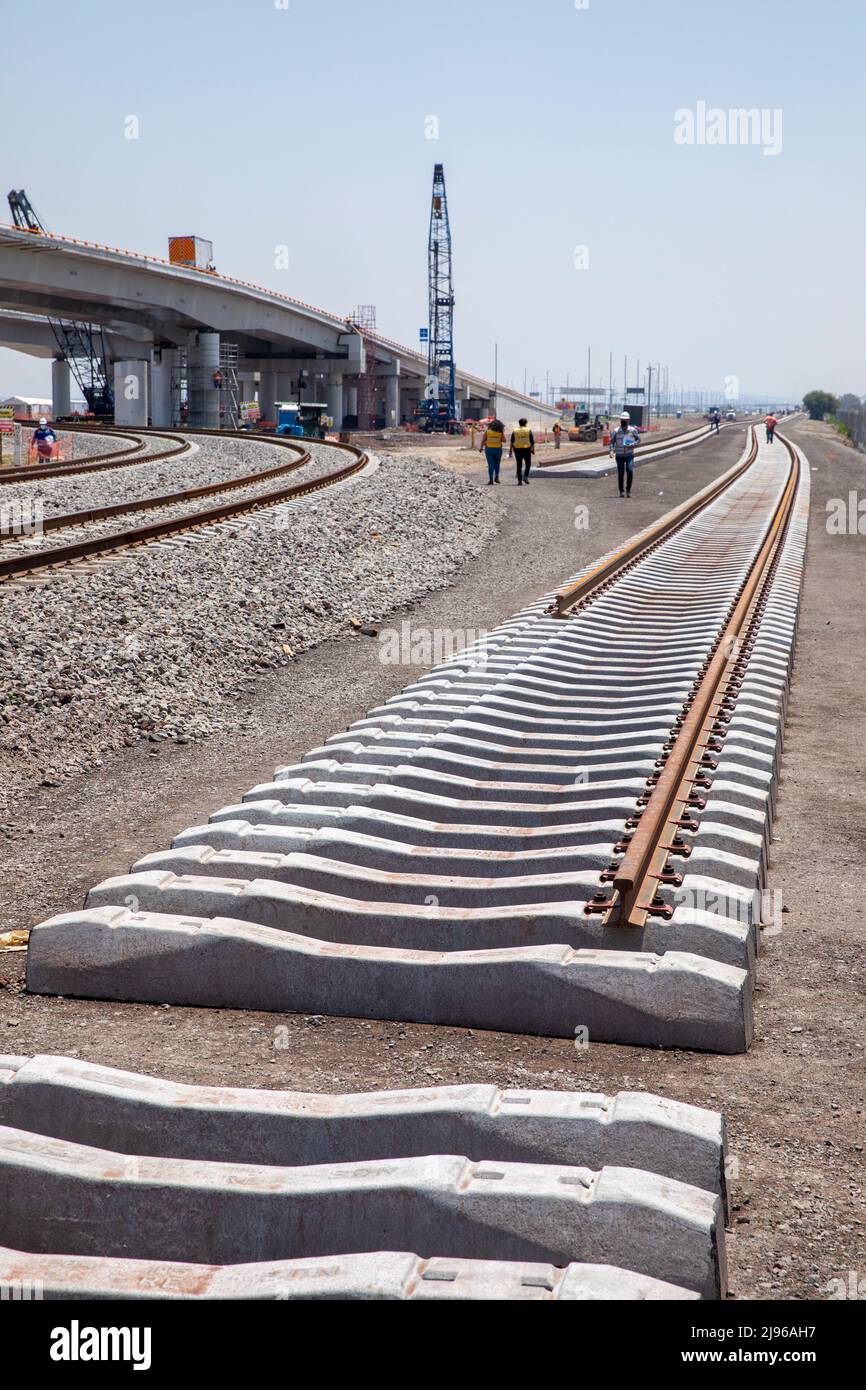 Construction of the suburban train route to the Felipe Angeles International Airport Stock Photo