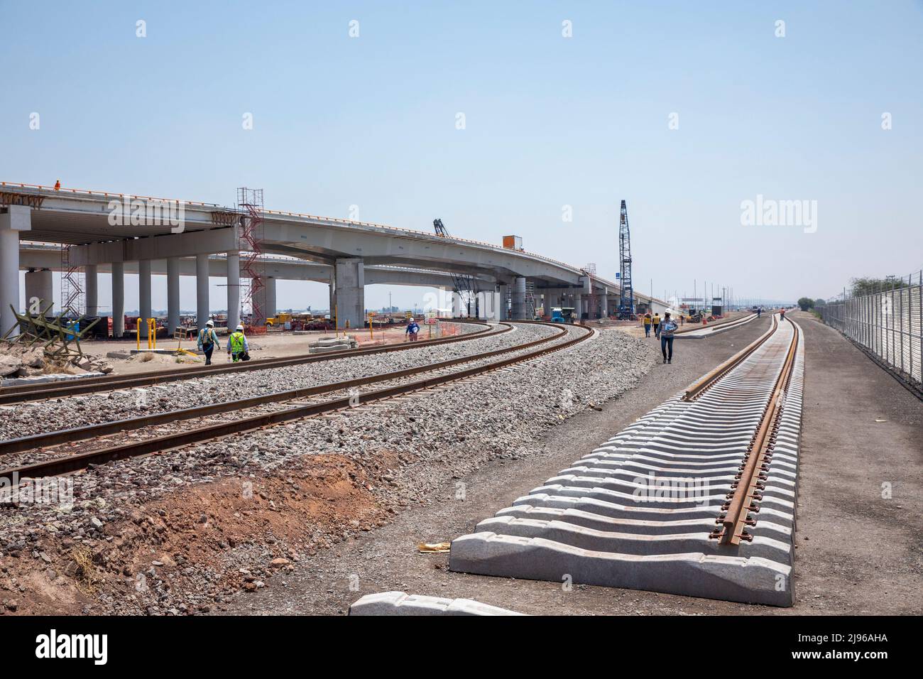 Construction of the Suburban Train that will connect Mexico City with Felipe Angeles International Airport Stock Photo