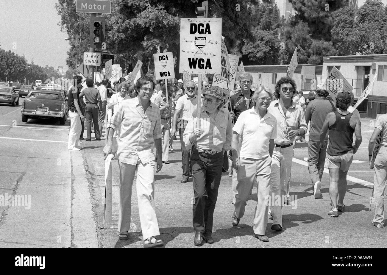 Members of the Directors Guild march in support of the Writers Guild Strike, Los Angeles, CA 1981 Stock Photo