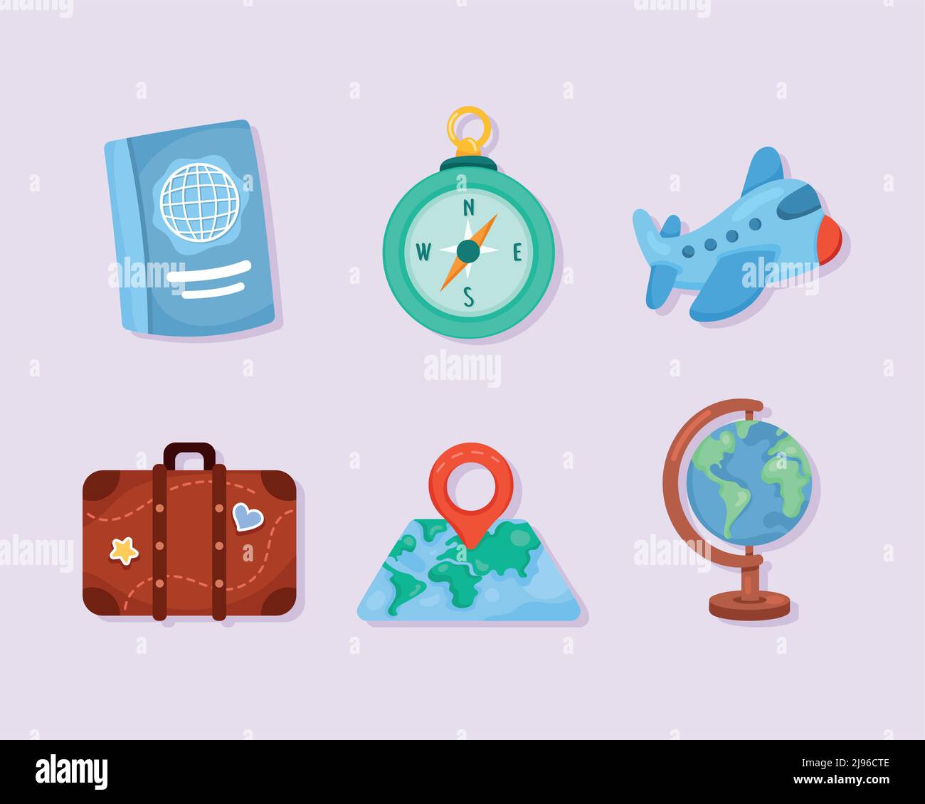 Airplane passport map travel time trip Stock Vector Images - Alamy
