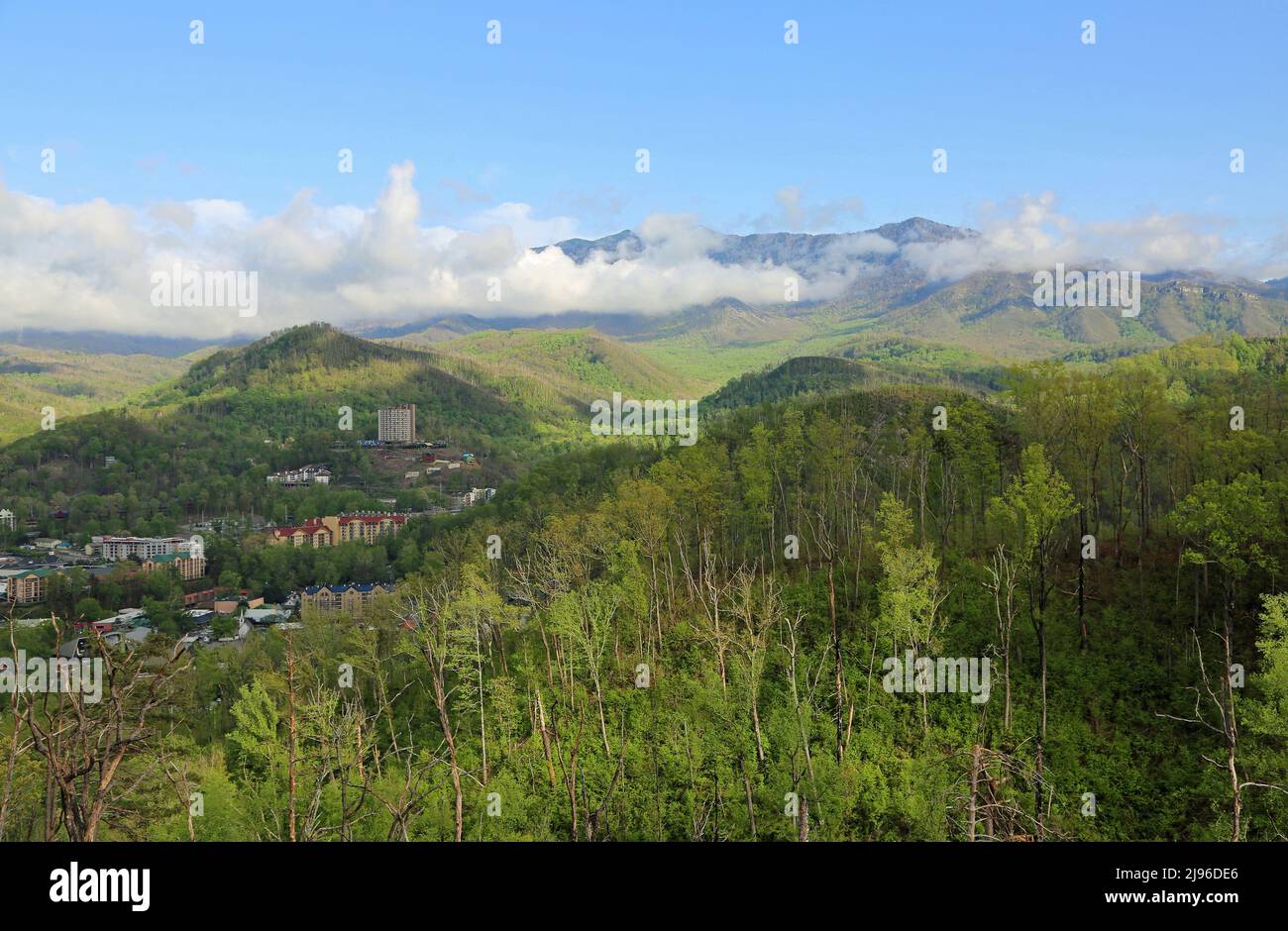 Gatlinburg in the valley Great Smoky Mountains NP, Tennessee Stock