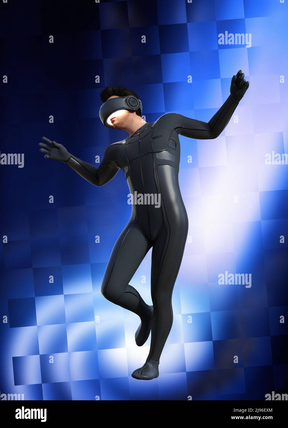 Man Wearing A Virtual Reality Headset Illustration Stock Photo Alamy