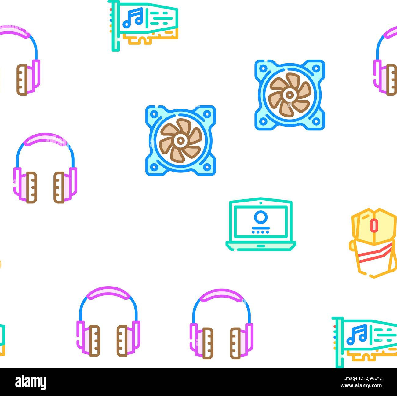 Computer Accessories And Parts Icons Set Vector Stock Vector