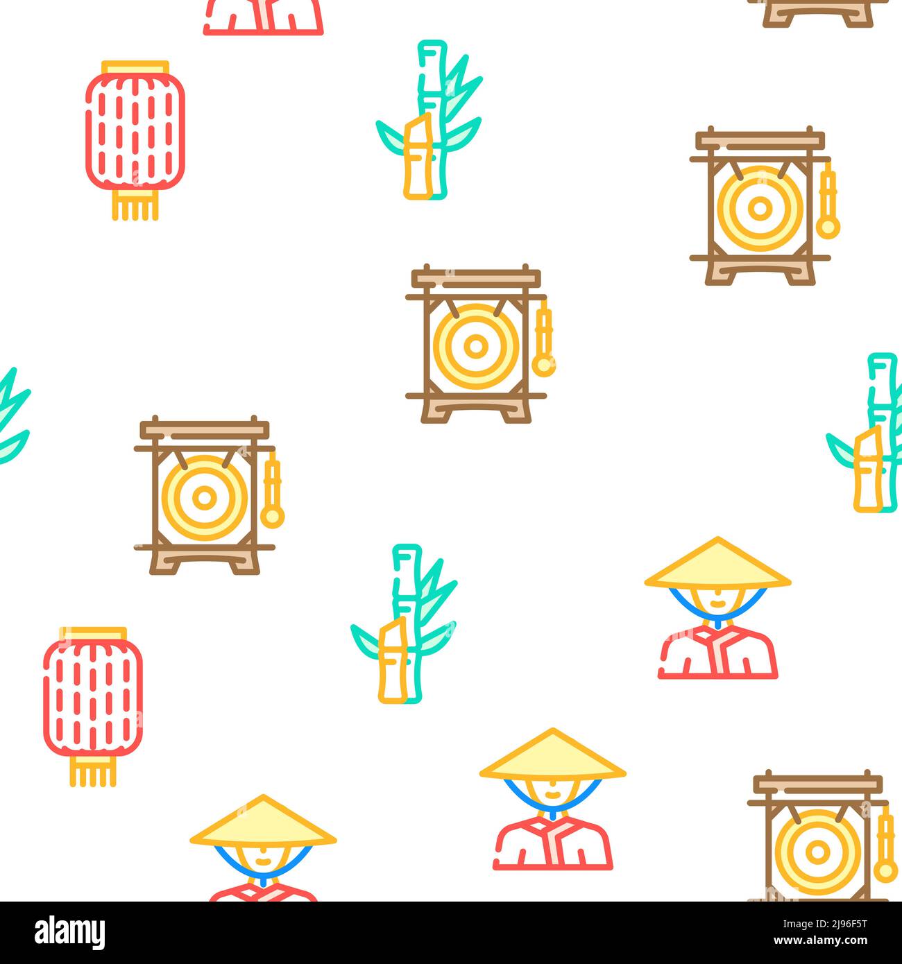 Chinese Accessory And Tradition Icons Set Vector Stock Vector Image ...