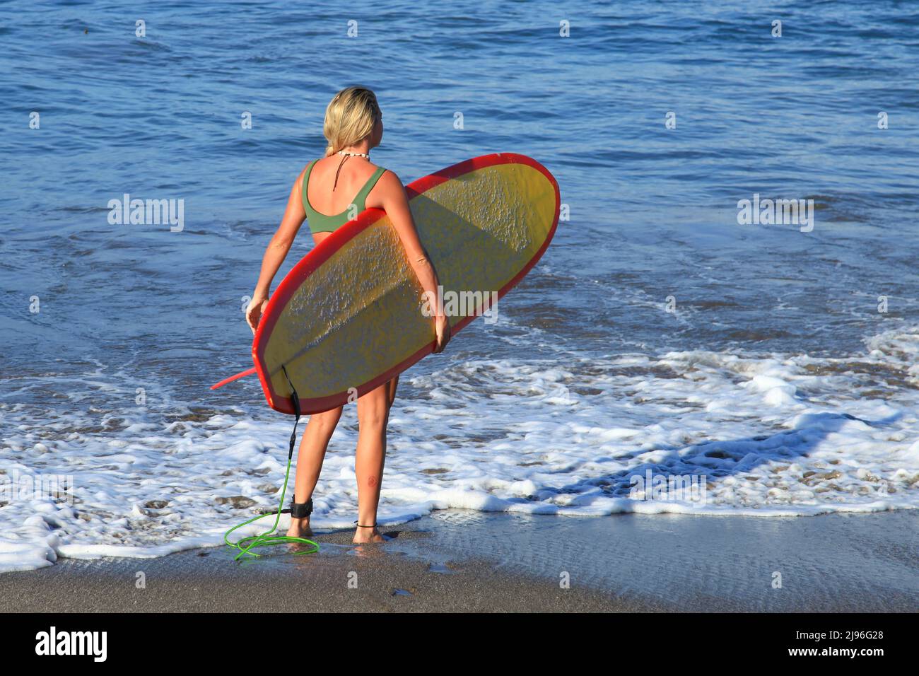 Blonde girl in bikini with surfboard - wide 6