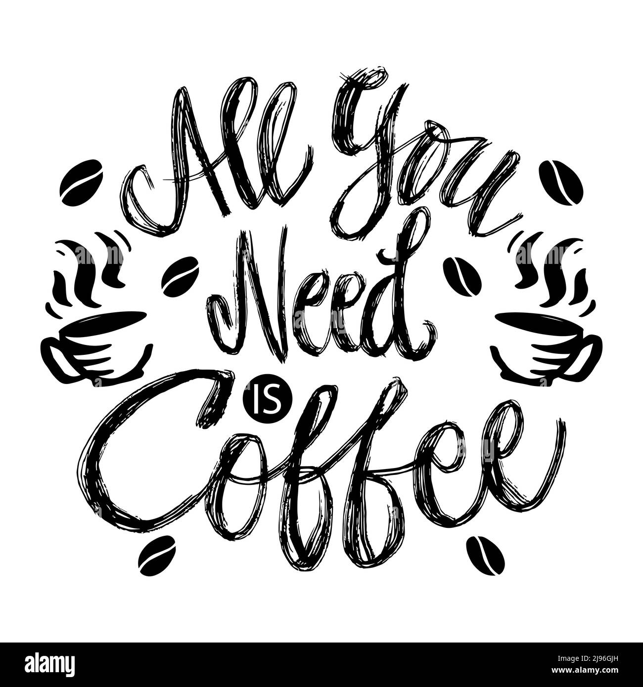 All you need is coffee lettering phrase. Poster quotes Stock Photo Alamy