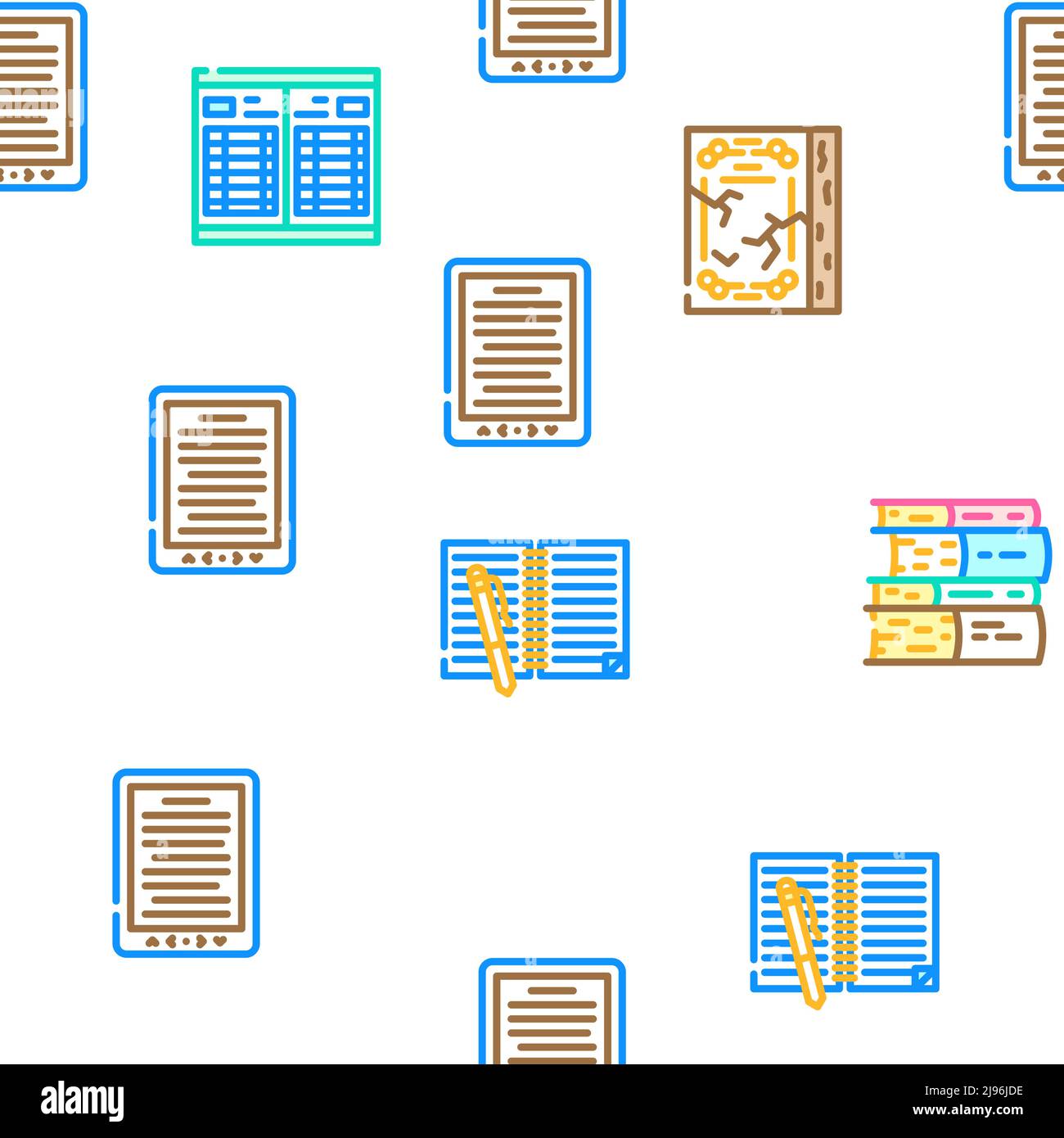 Book And Magazine Press For Read Icons Set Vector Stock Vector Image ...