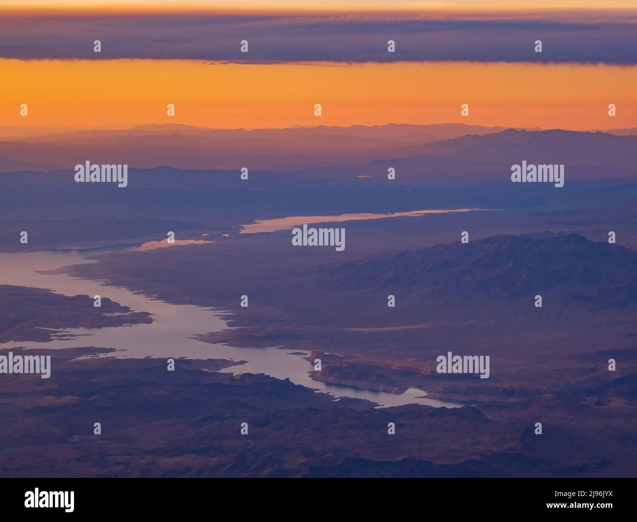Aerial view of the Temple Bar Marina, Colorado river between Arizona