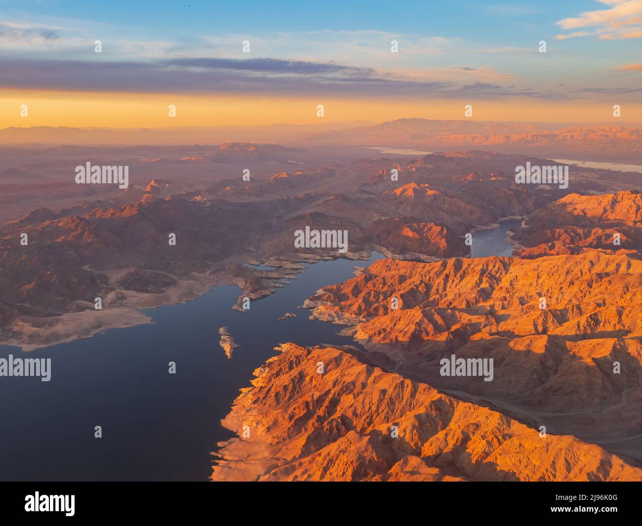 Aerial view of the landscape of Lake Mead National Recreation Area ...