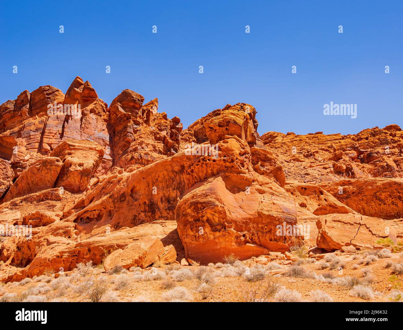 Sunny view of the landscape of Valley of Fire State Park at Nevada