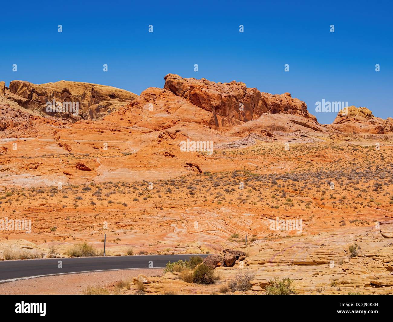 Sunny view of the landscape of Valley of Fire State Park at Nevada 