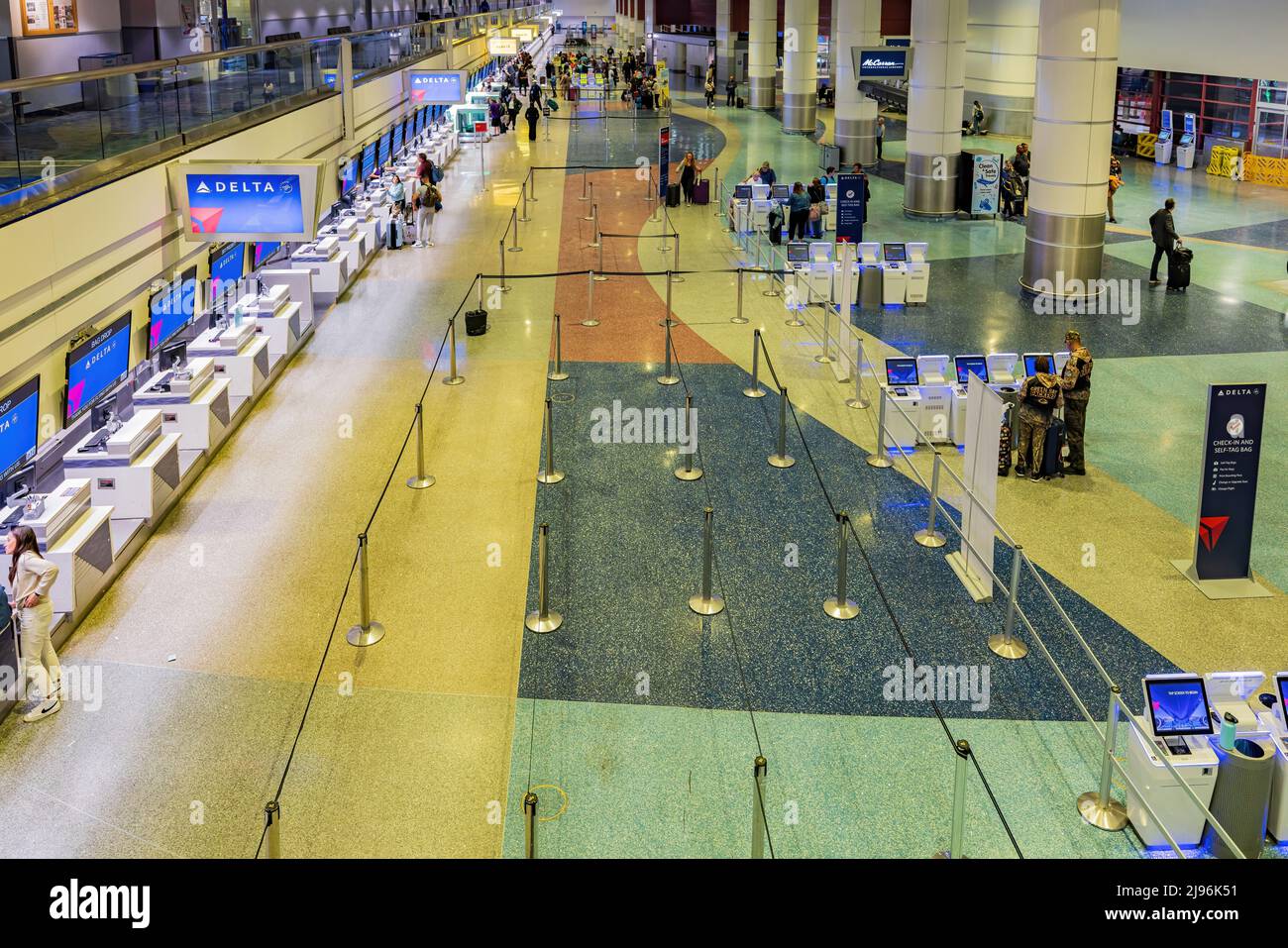 Las Vegas, MAY 12 2022 Interior view of the delta check in counter in
