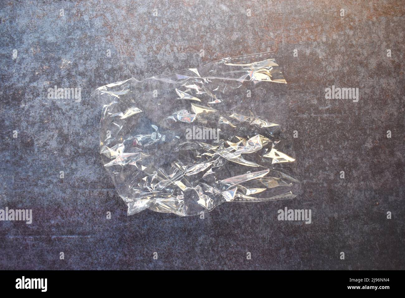 Transparent crumpled empty plastic bag Stock Photo