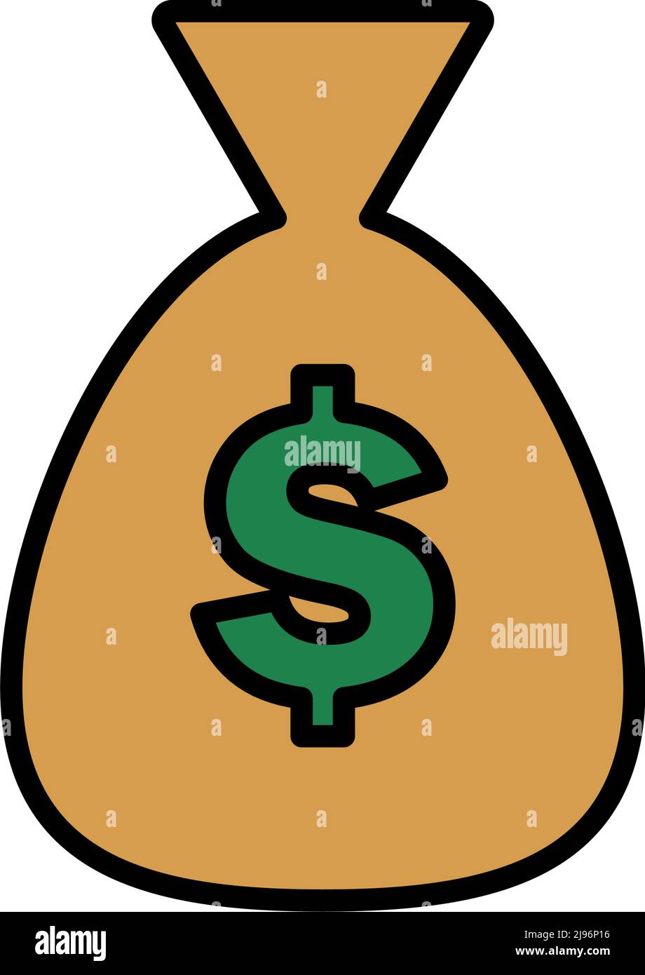 Money Bag Icon. Editable Bold Outline With Color Fill Design. Vector ...