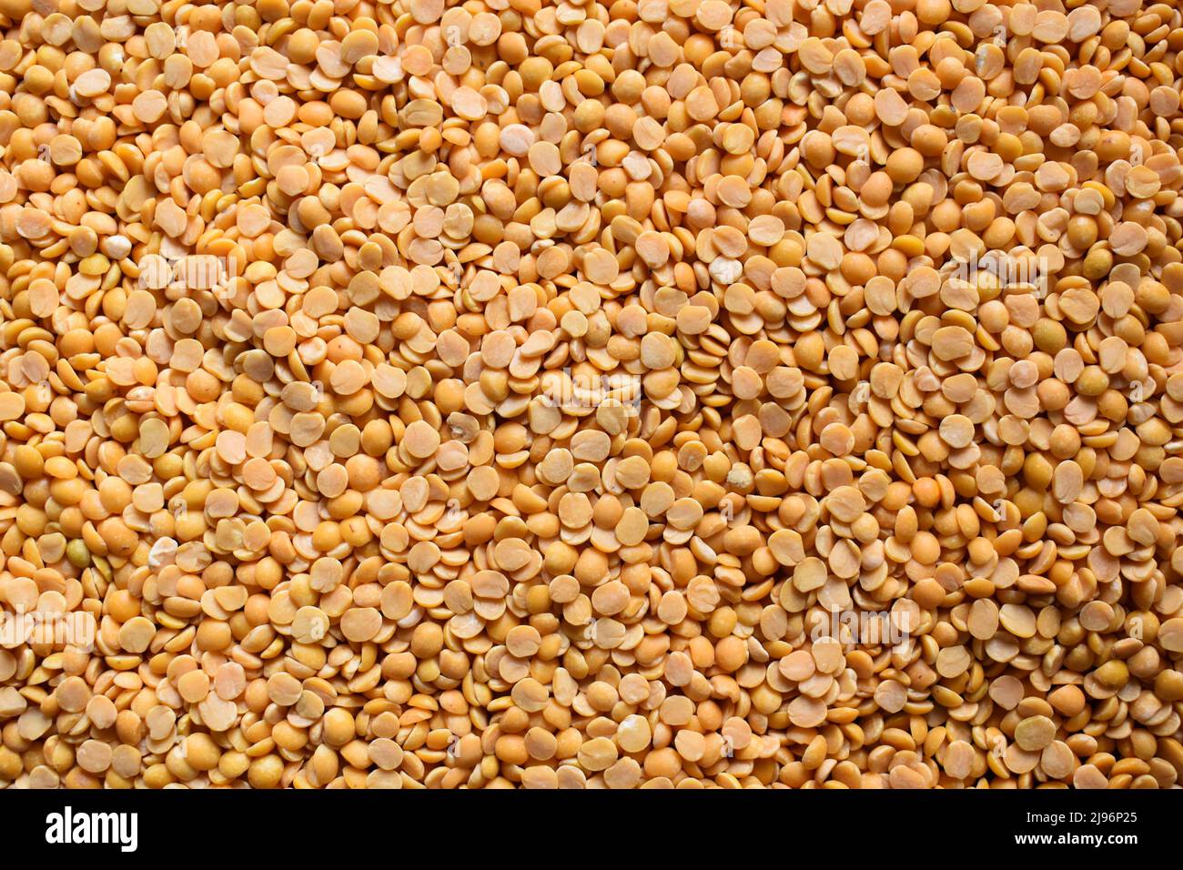 Yellow color raw dried split Pigeon pea lentils Stock Photo