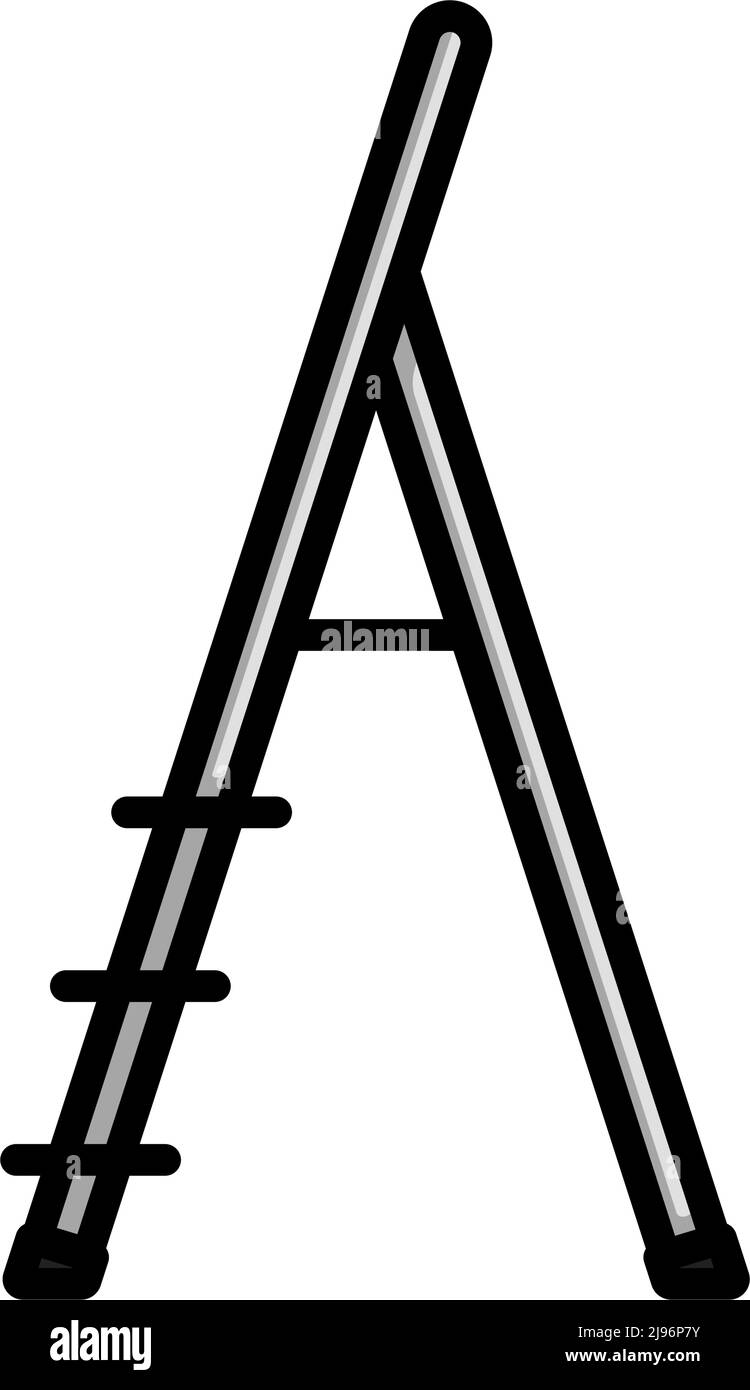 Construction Ladder Icon. Editable Bold Outline With Color Fill Design ...