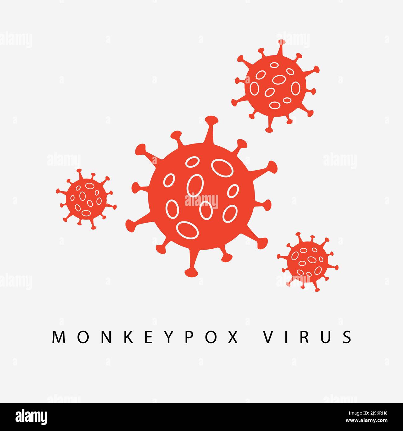 Virus icon sign monkeypox in red color. Pox virus concept. Vector clipart illustration Stock Vector