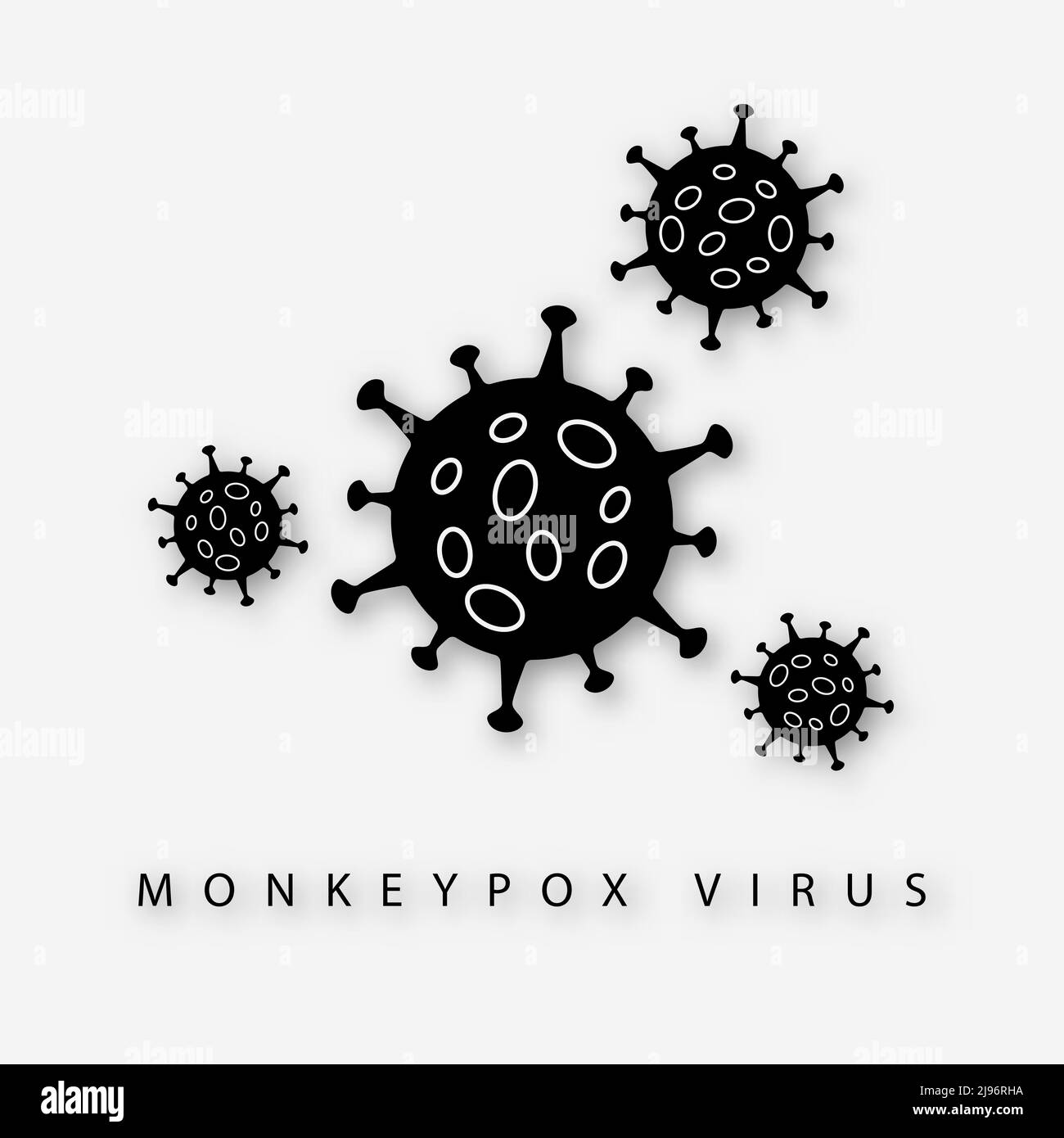 Black virus icon sign monkeypox with shadow. Pox virus concept. Vector clipart illustration Stock Vector