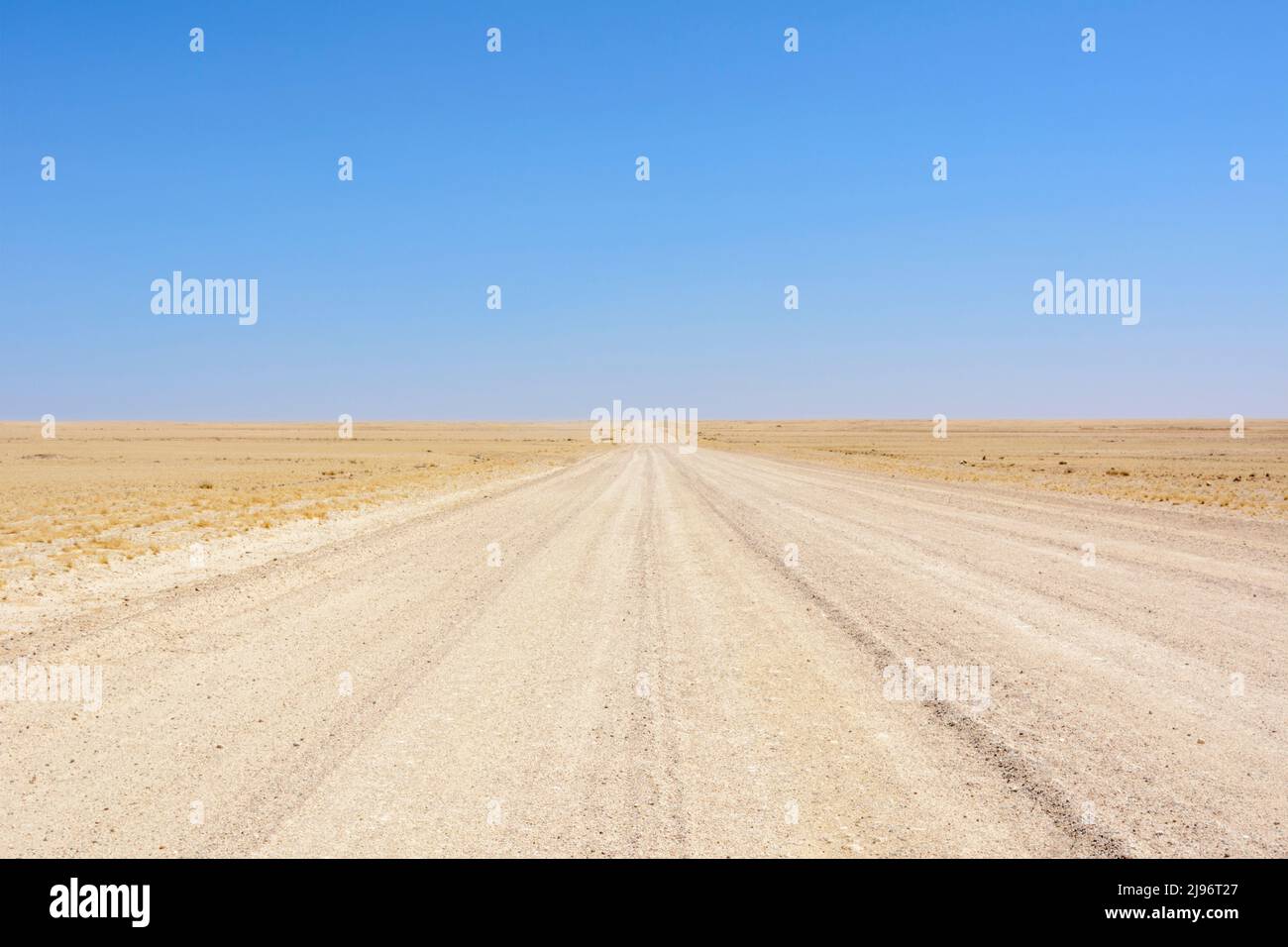 Landscape view of the endless horizons seen while driving the Namibian C14 road from Solitaire to Walvis Bay, Namibia, Southwest Africa Stock Photo