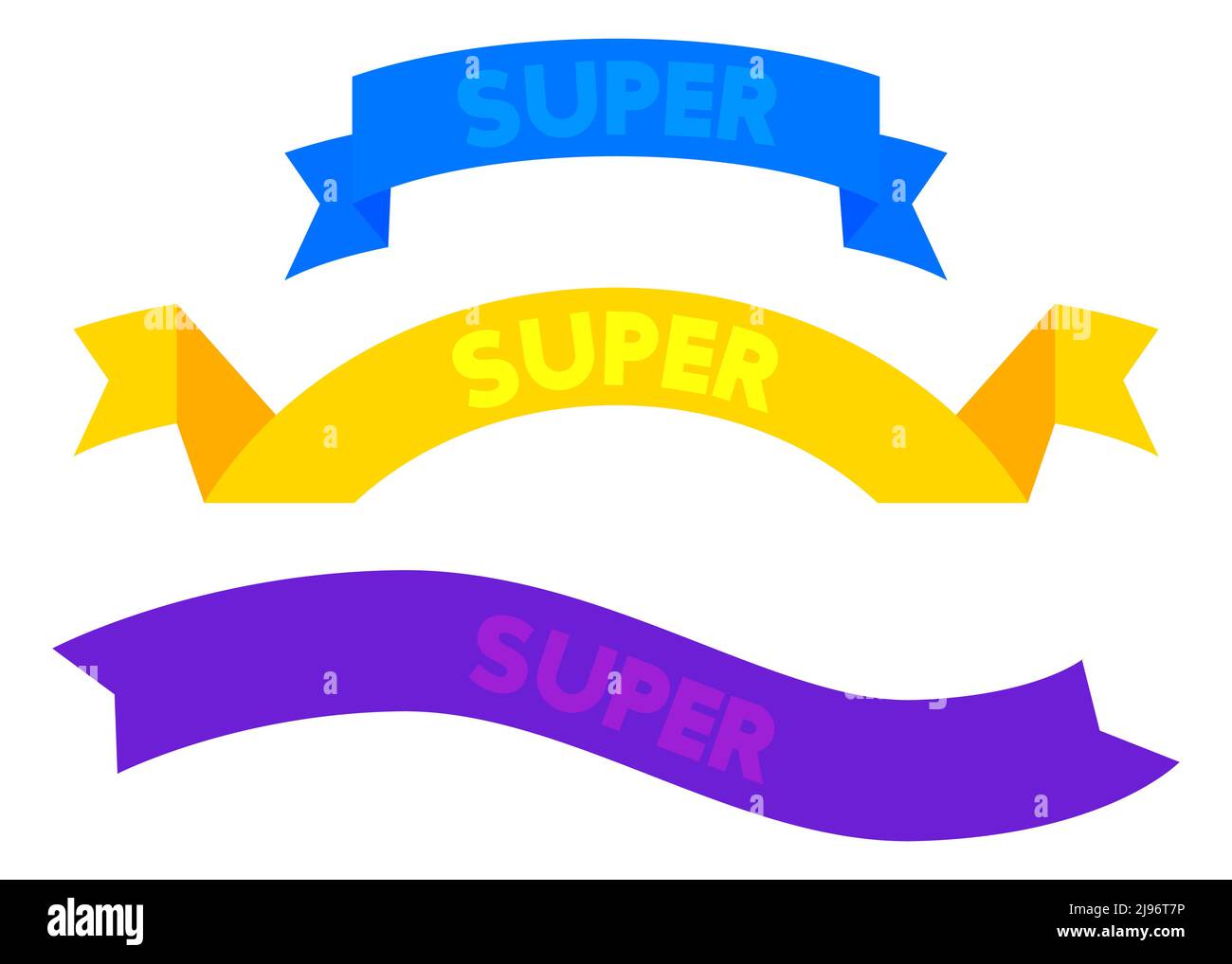 Set of ribbon with Super text. Banner template. Label sticker. Sign. Stock Vector