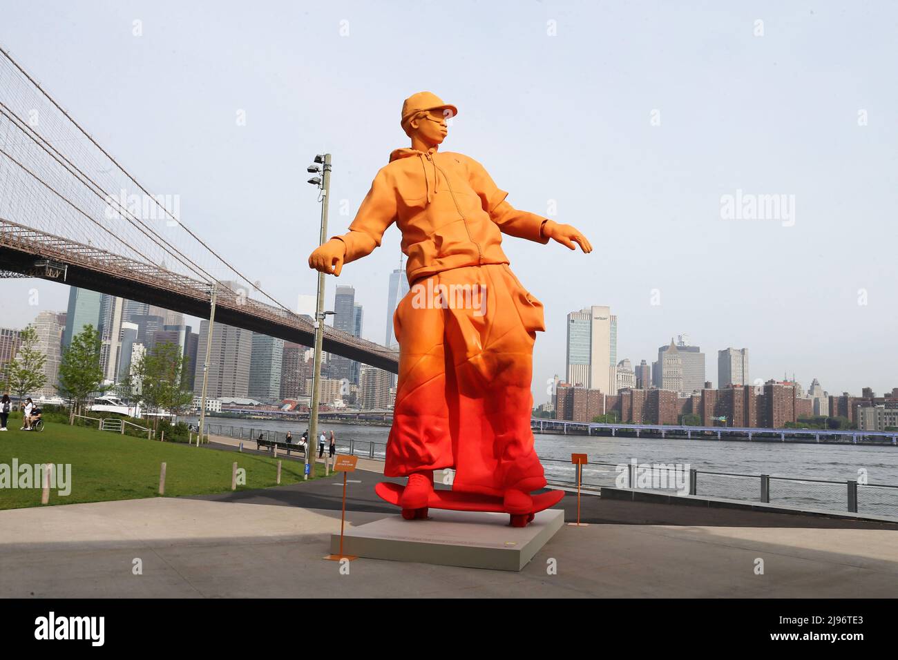 Louis Vuitton x Nike Air Force 1 Skateboarder Sculpture by Virgil Abloh in  Brooklyn Bridge Park 