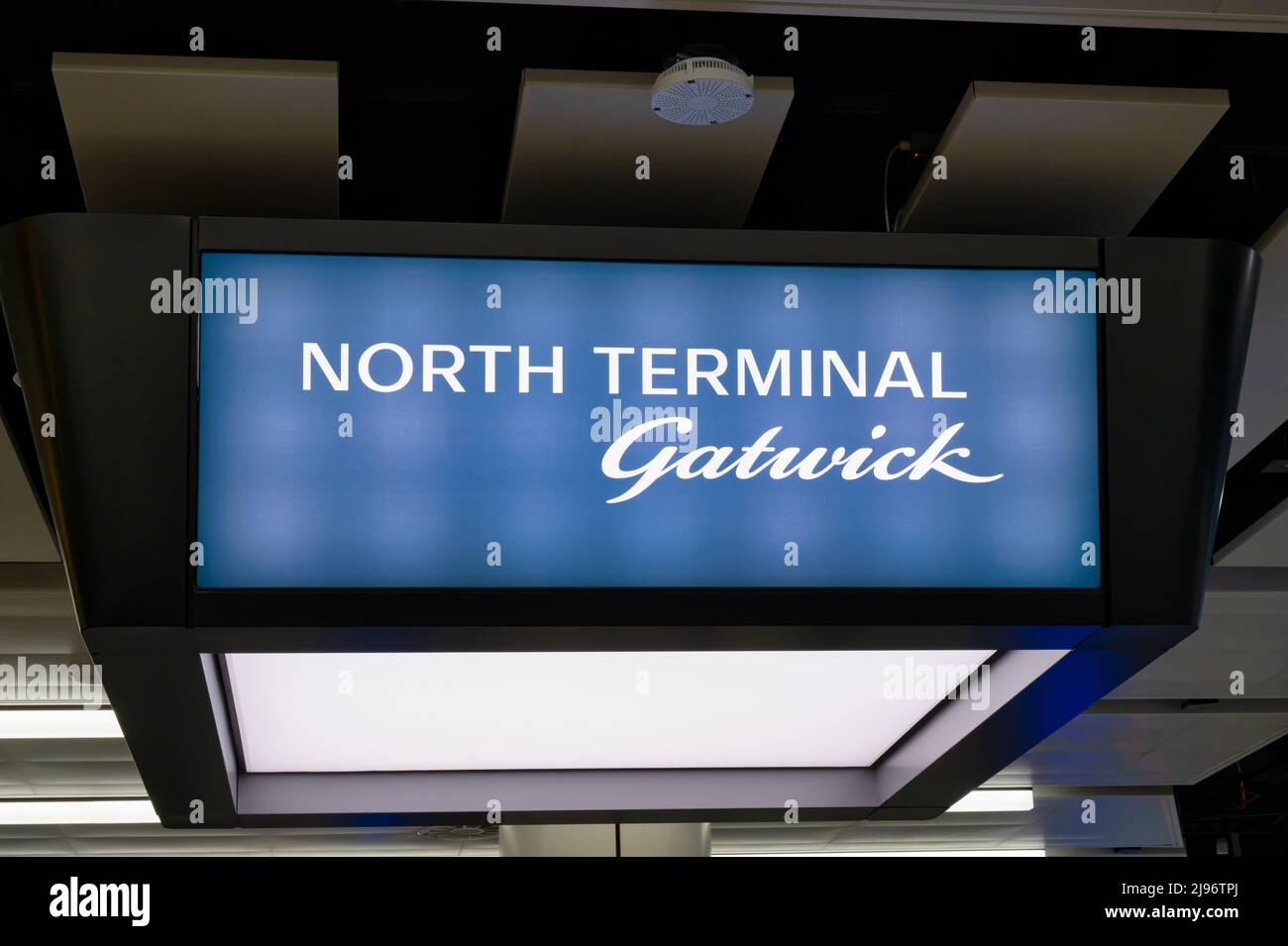 Gatwick Airport, UK- May 3, 2022: The sign for North Terminal at Gatwick Airport Stock Photo