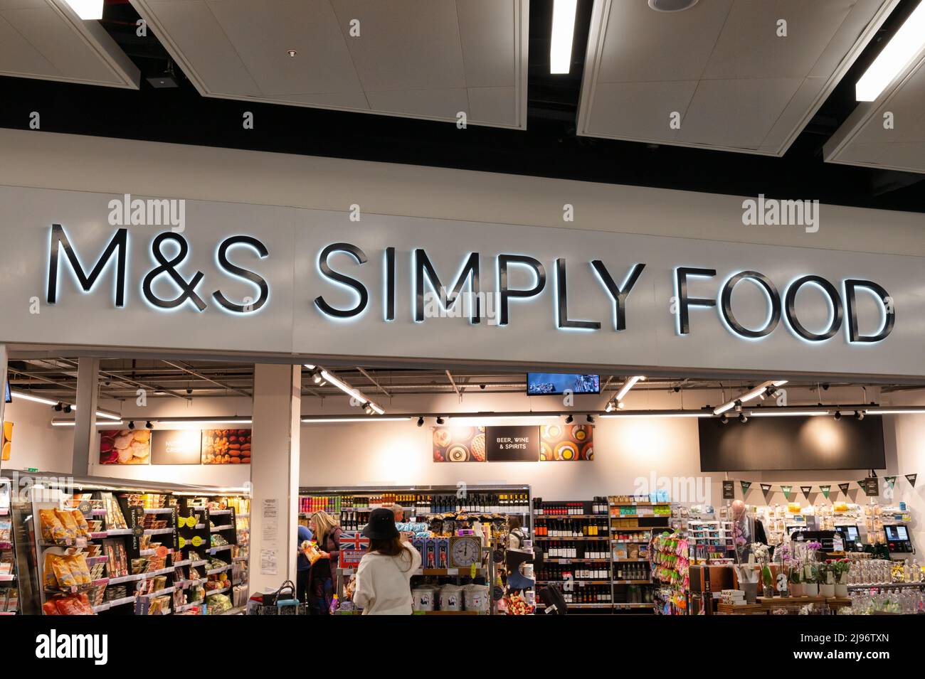 Gatwick Airport, UK- May 3, 2022; M&S Simply Food at Gatwick Airport Stock Photo