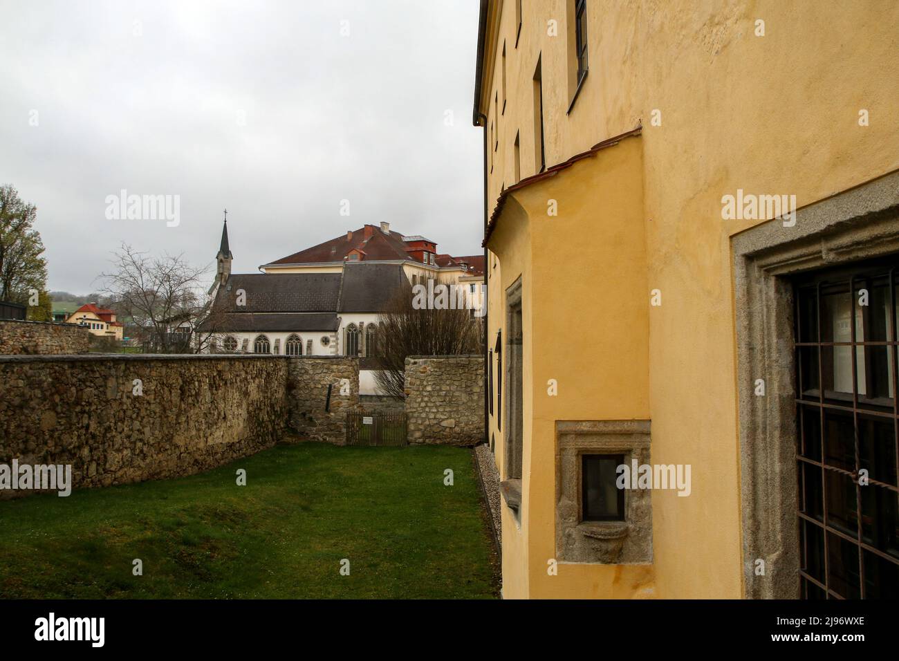 The picture from the Austrian city of Freistadt during early spring with the sights like the castle or gates to the city center. Stock Photo