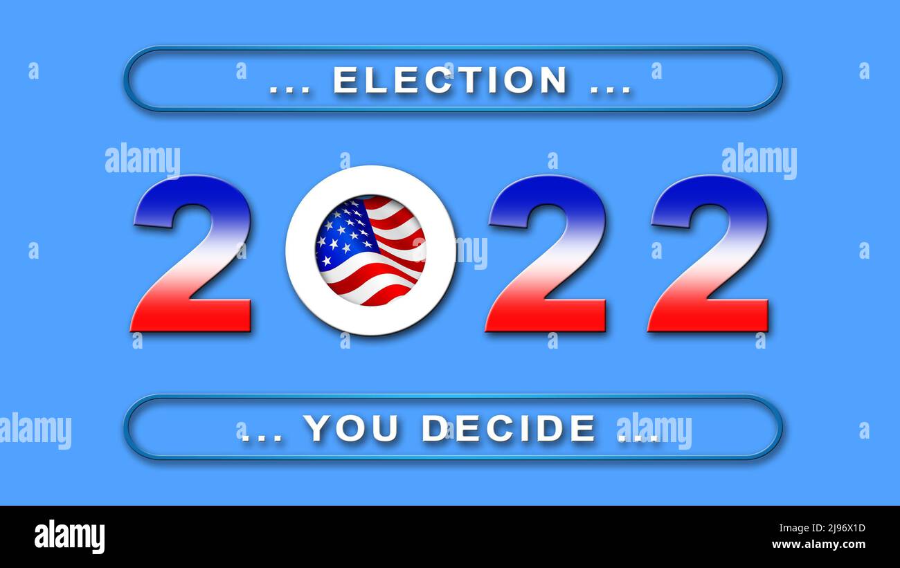 Election day 2022 in united states - poster for Election voting on blue  background in banner design - 3D Illustration Stock Photo - Alamy