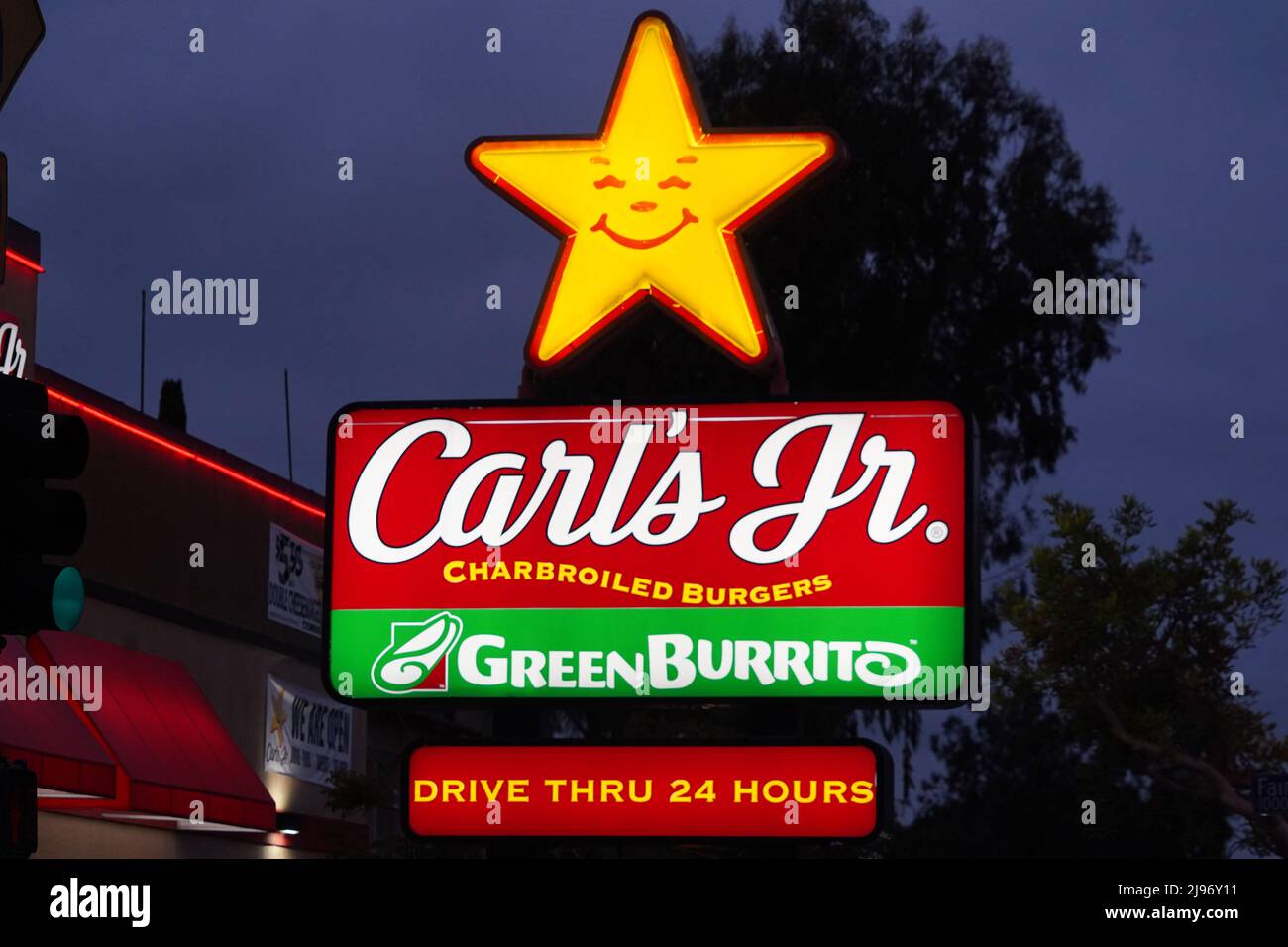 Los Angeles, USA. 20th May, 2022. A Carl's Jr and Green Burrito 24hour