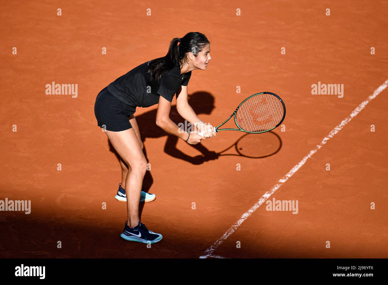 Emma Raducanu of Great Britain during the French Open (Roland-Garros) 2022, Grand Slam tennis tournament on May 19, 2022 at Roland-Garros stadium in Paris, France