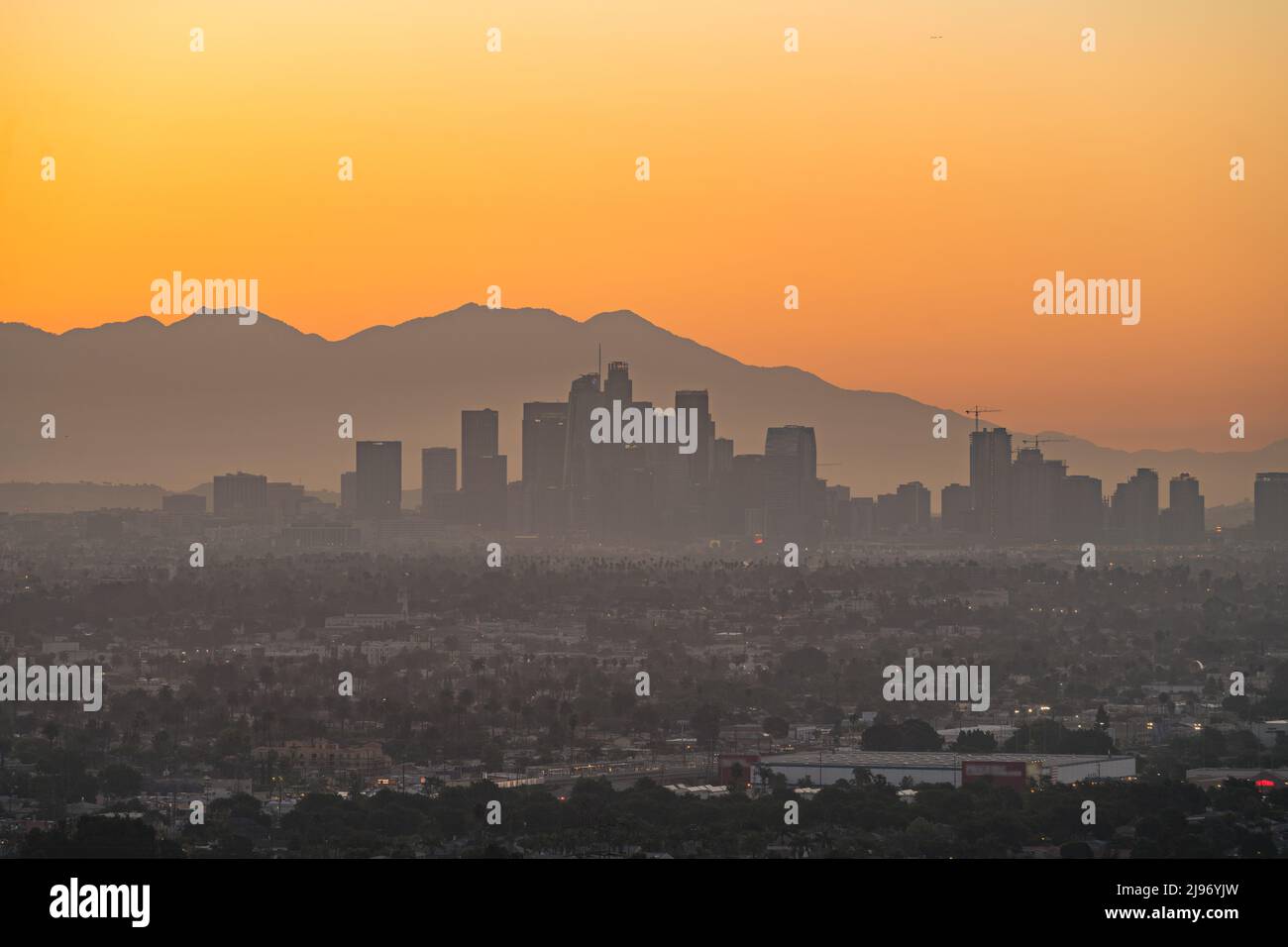 The skyline of los angeles usa before the sunrise stock photo alamy