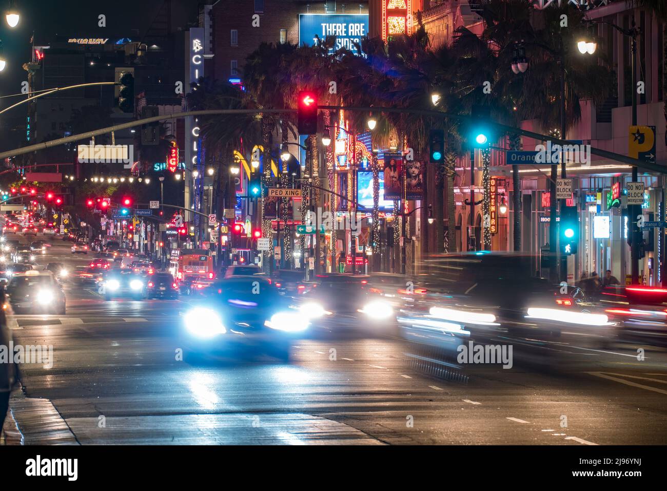 Hollywood Boulevard in Los Angeles California at night Stock Photo
