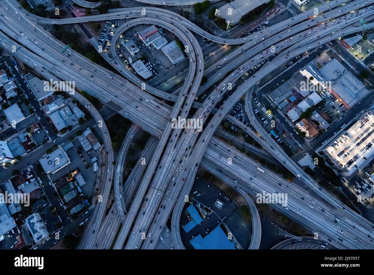 The interchange of Los Angeles USA during the rush hour Stock Photo