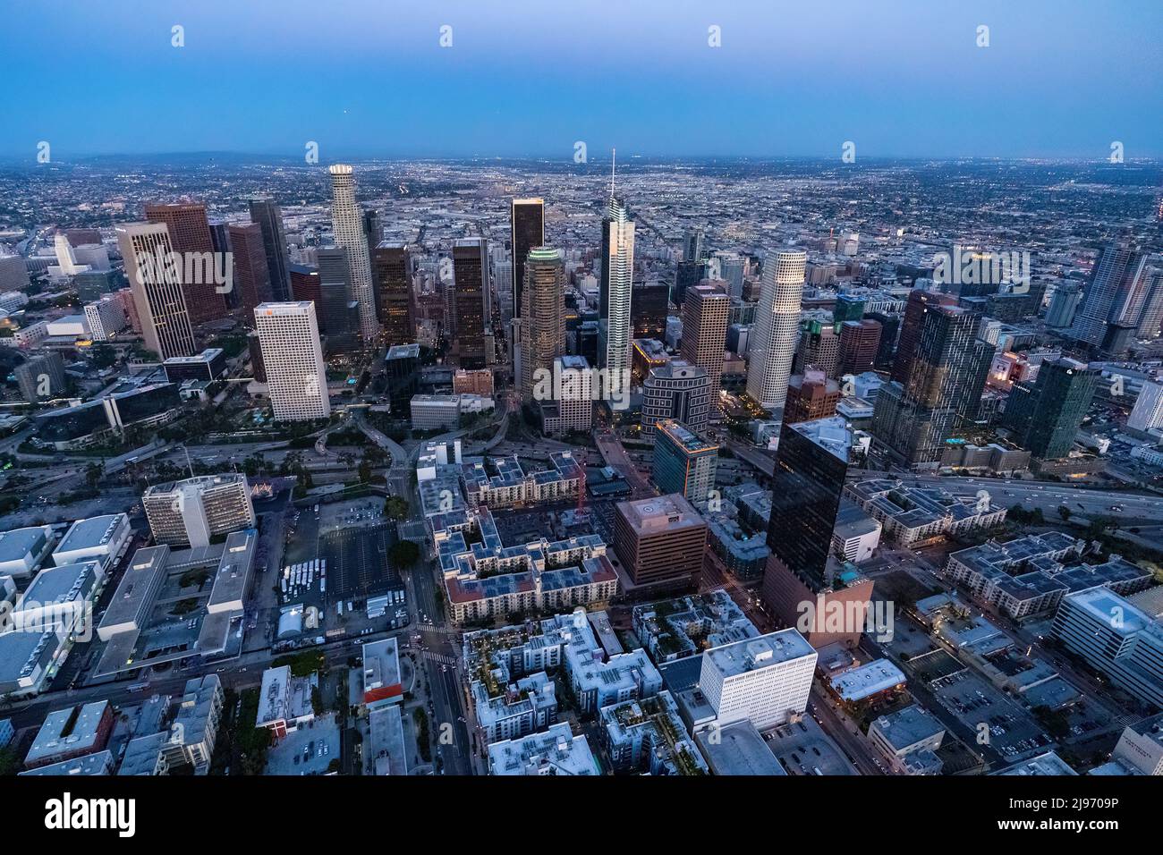 The downtown Los Angeles California USA during the blue hour Stock Photo