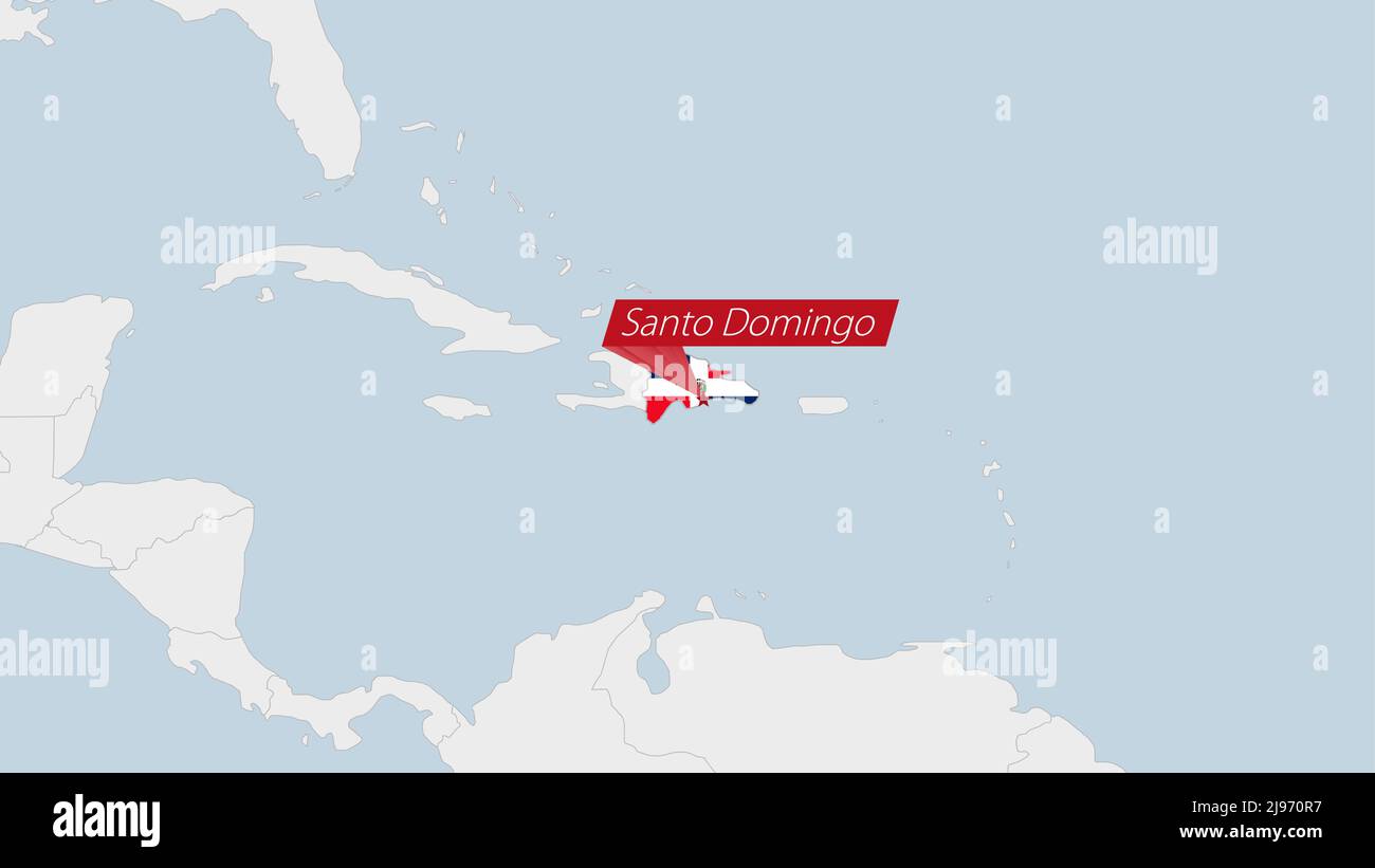 Dominican Republic map highlighted in Dominican Republic flag colors