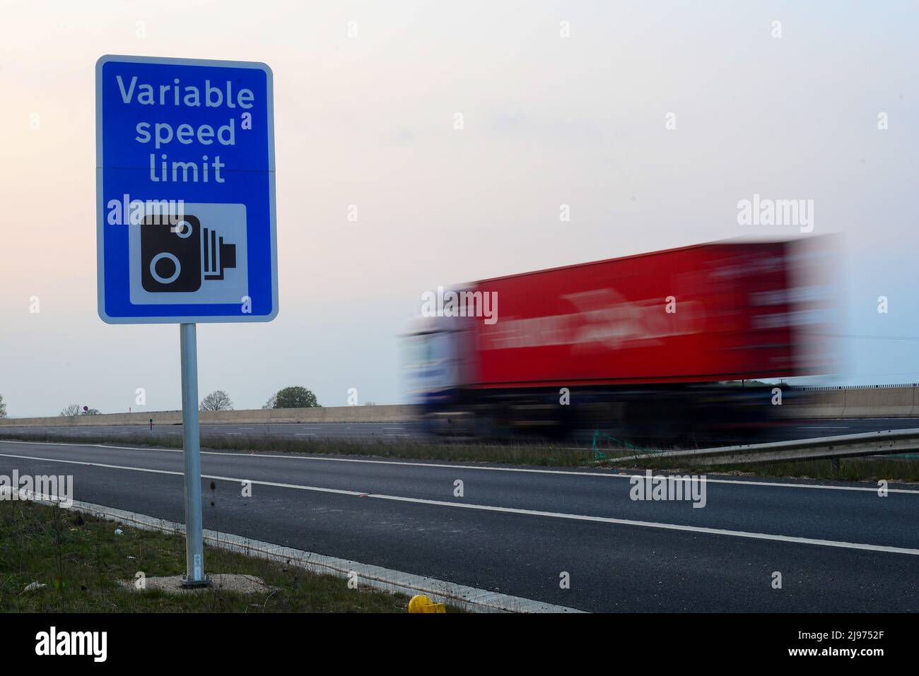 Speed limit sign on A14 Stock Photo Alamy