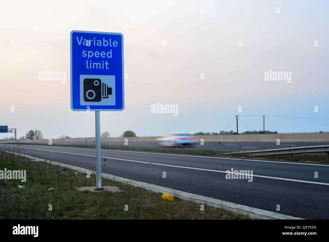 Speed limit sign on A14 Stock Photo Alamy