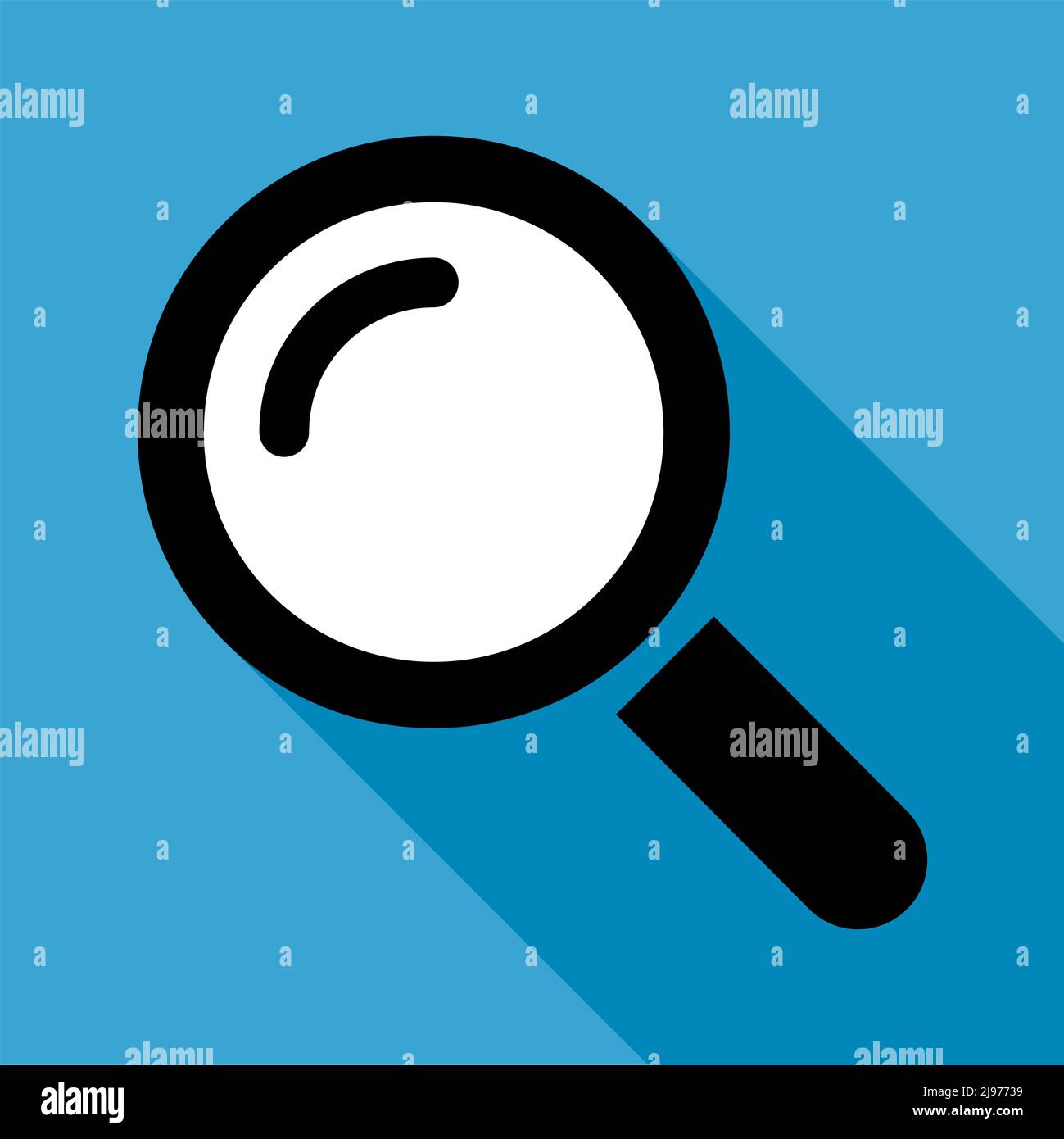 Magnifying glass icon shadow, zoom find focus symbol, loupe web ...
