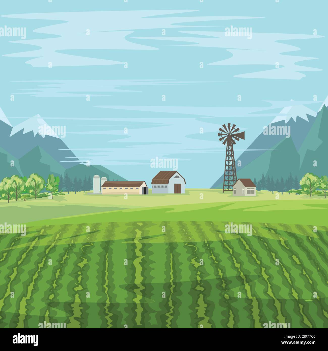 Rural countryside farm or farmland meadow Stock Vector Image & Art - Alamy