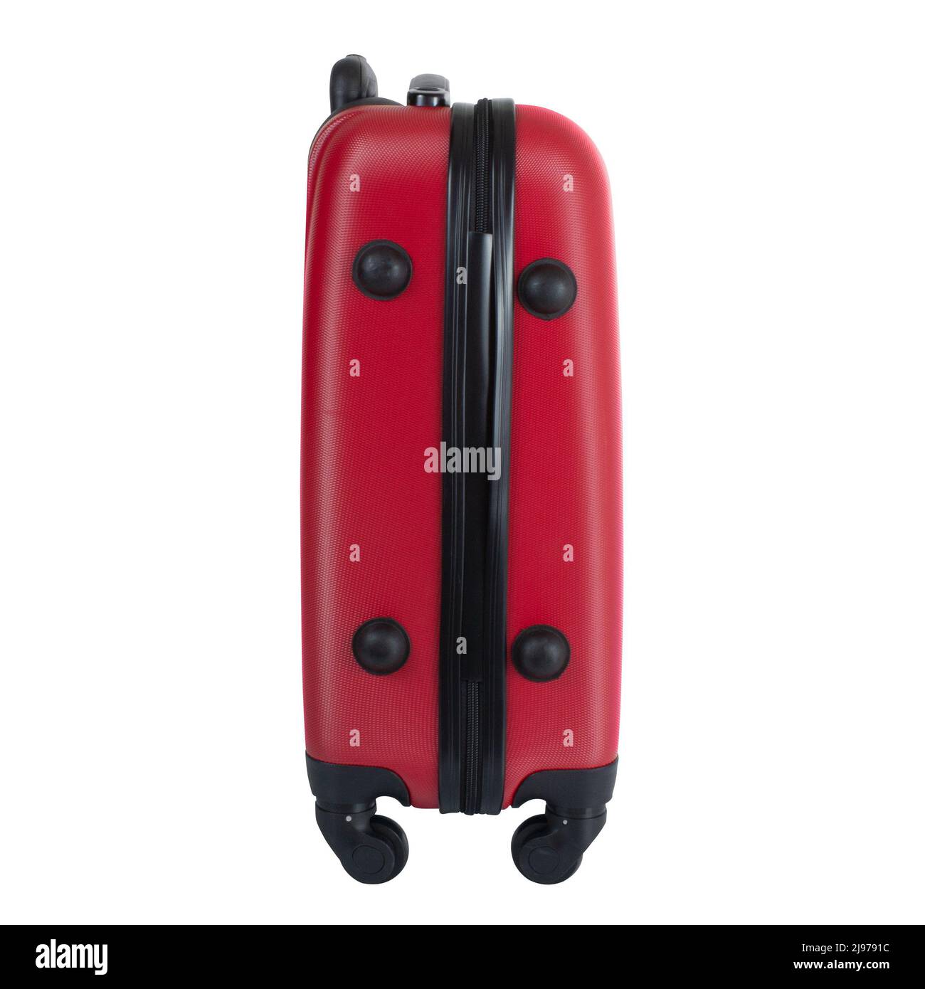 Profile of Red suitcase isolated on white background with clipping path