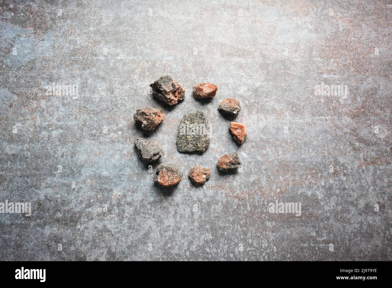 Raw whole dried black rock salt Stock Photo Alamy