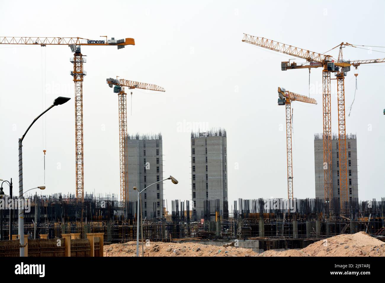 Giza, Egypt, May 13 2022 Construction site of new buildings in Egypt