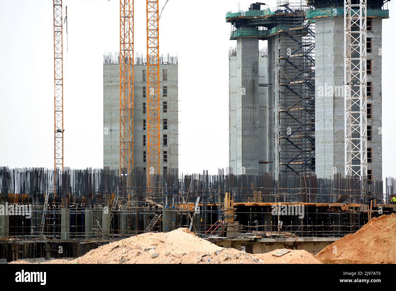 Giza, Egypt, May 13 2022 Construction site of new buildings in Egypt
