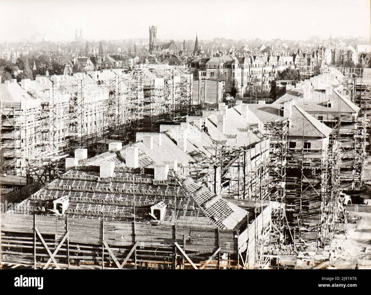 The city of Dresden (Germany) under the reconstruction period after total destruction of allied bombing during WWII Stock Photo